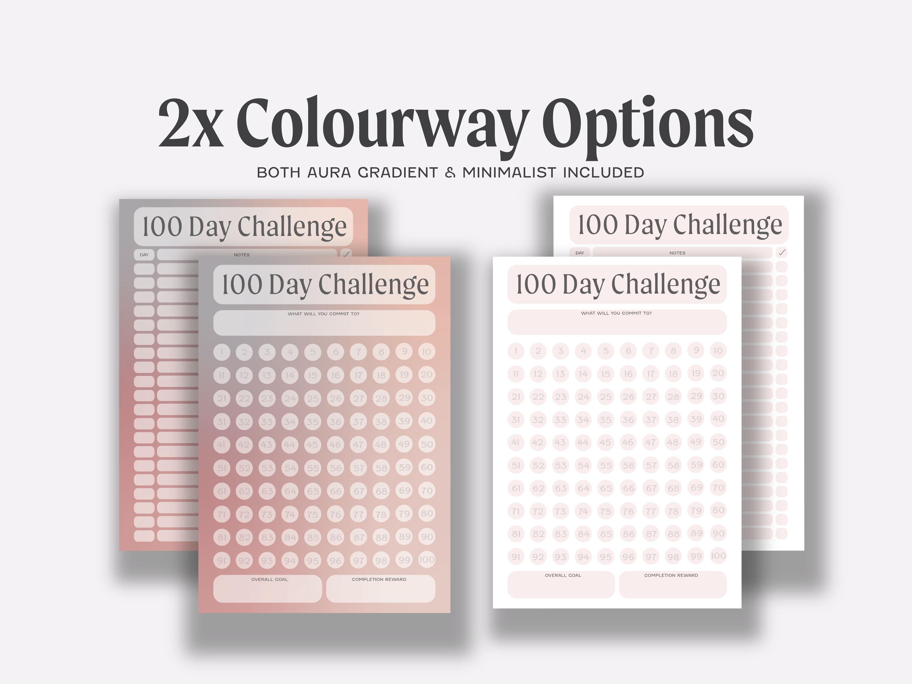 100 Day Challenge Printable Habit Tracker Notepad Template | PDF Goal ...