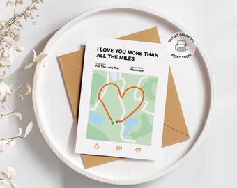 Strava Heart Valentine's Day Card | Funny Running Punny Galentine's Note | Printable Anniversary Card for Runner, Cyclist | Digital Download