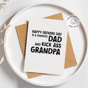 Carte de fête des pères imprimable heureuse pour grand-père, impression à la maison carte coquine drôle de fête des pères pour cadeau pop, papa, grand-père, grand-père