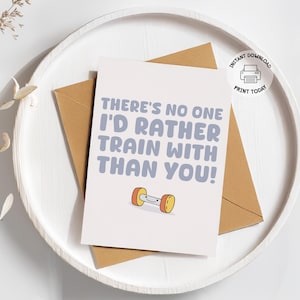 Cartão para amigos de treino para imprimir | Cartão engraçado de aniversário para imprimir em casa para amigos da academia, parceiros de treino | Cartão para personal trainer PT