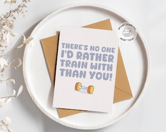 Printable Training Buddies Card | Print At Home Funny Anniversary Card for Gym Friends, Workout Partners Gift | Card for Personal Trainer PT