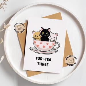 33rd Birthday Card | Printable Funny Milestone Card | Cat Pun Bday Thirty Third Bday Gift, Trio of Kittens Cute Cat Lover Turns Thirty Three