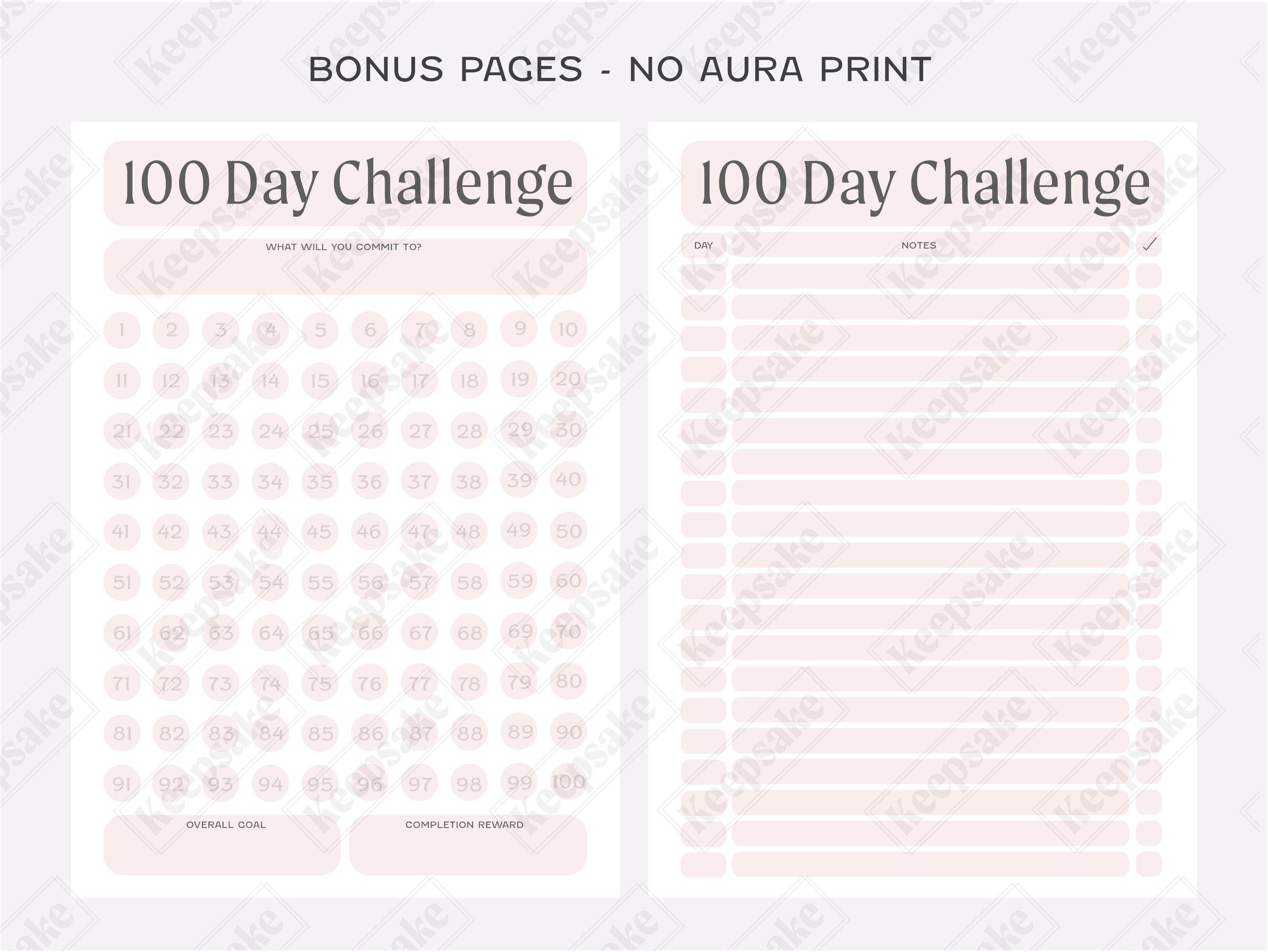 100 Day Challenge Printable Habit Tracker Notepad Template | PDF Goal ...