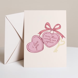 Tarjeta de aniversario imprimible con medallón de corazón para novia, novio, esposo, esposa, primer aniversario de bodas (PDF)