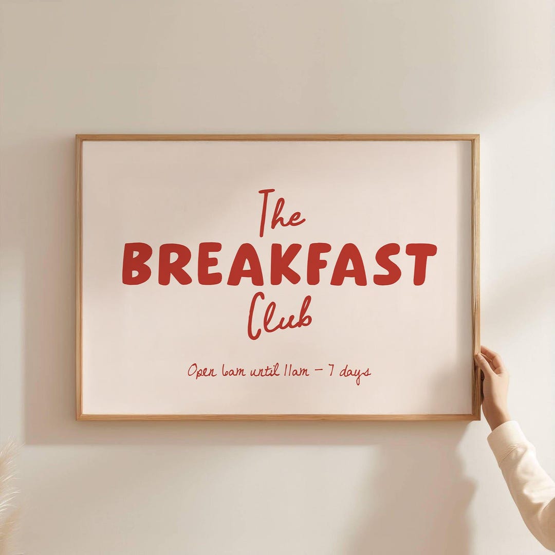 Breakfast Club Print | Printable Trendy Red Kitchen Quote Wall Art ...