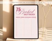 75 Booked Challenge Checklist | Printable 75 Day Reading To Do List | Bookish Daily Habit Tracker | Downloadable Goal Logbook for Bookworm