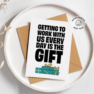 Carte drôle de collègue de Zazzle.be Liste d'envies Vous avez des idées ? Travailler avec nous est votre carte d'anniversaire cadeau | Meilleure amie au travail | Carte collègue imprimable pour patron, femme au travail, manager