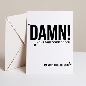Carte Soberversary drôle | Carte Cheeky Sober imprimable pour femme | Cadeau sobriété pour homme | 1 an d'abstinence, 1 an d'abstinence | Récupération Aa Na
