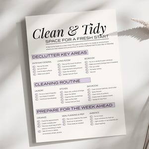 Sunday Reset Clean & Tidy Checklist. It's the perfect Weekly Cleaning To Do List. This Printable Chore Checklist is Editable and makes keeping your home tidy an easy and fun routine. ADHD friendly and perfect for busy moms.