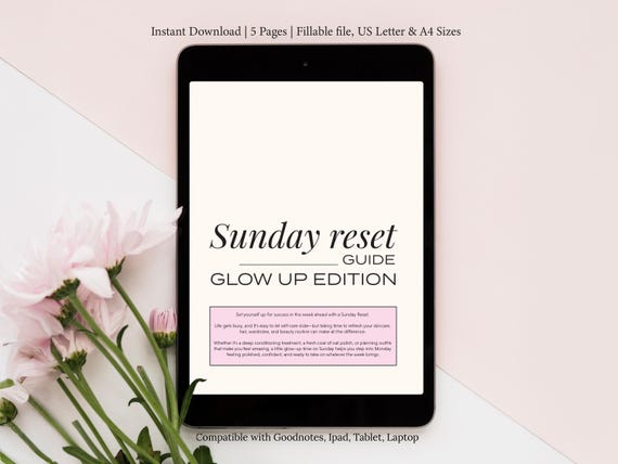 Sunday Reset Plan Glow Up Guide | Editable Level Up Planner | Printable Everything Shower Checklist, Haircare Skincare Routine