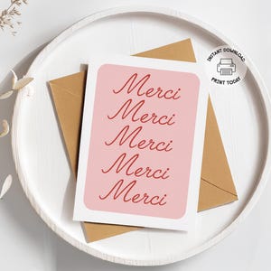 Biglietto di ringraziamento Merci / Biglietto di ringraziamento stampabile in francese / Biglietto di ringraziamento di lusso per Parigi / Biglietto di ringraziamento per matrimonio / Articoli di cancelleria con corsivo