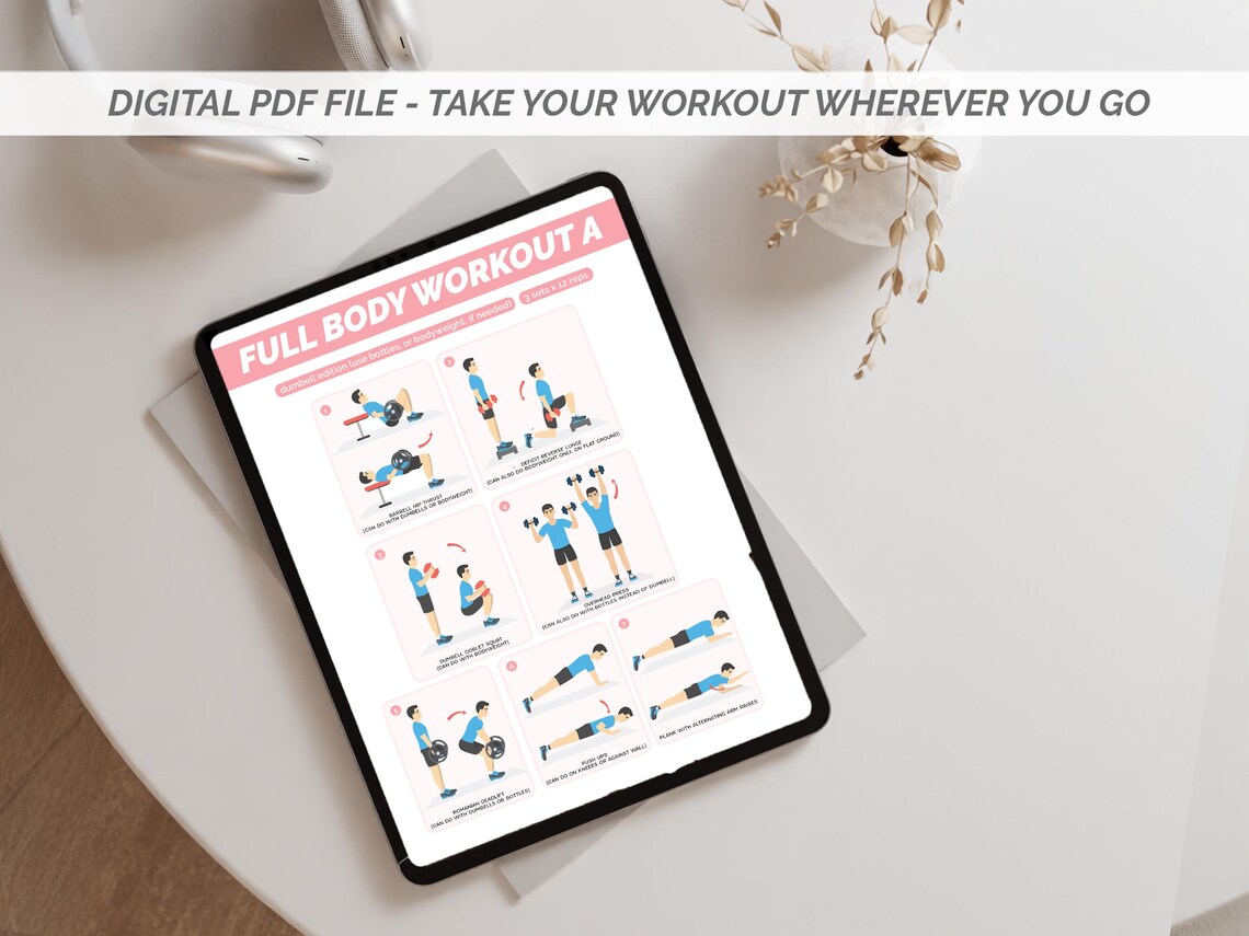 Full Body Workout Chart | Printable Dumbbell Only or Bodyweight ...