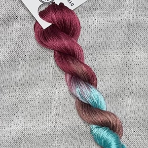 Hand dyed DMC floss - variegated embroidery thread for cross stitch - Cranberries