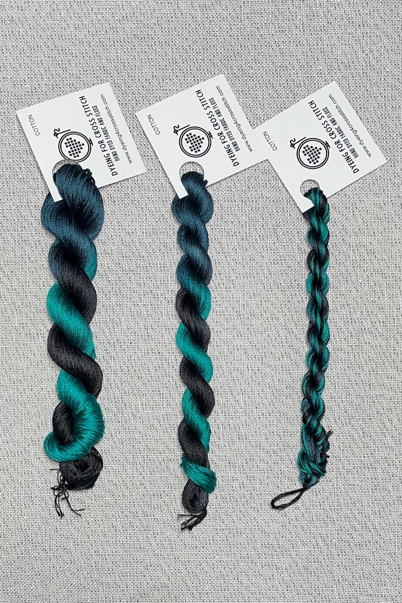 Hand dyed DMC floss - variegated embroidery thread for cross stitch - Raven's Wing image 4