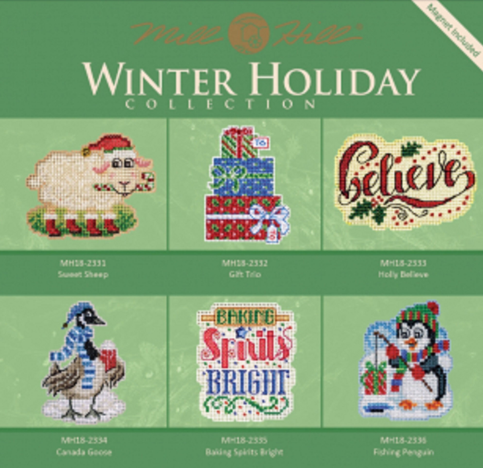 Gift Trio Cross Stitch Ornament Kit Mill Hill 2023 Winter Holiday MH182332