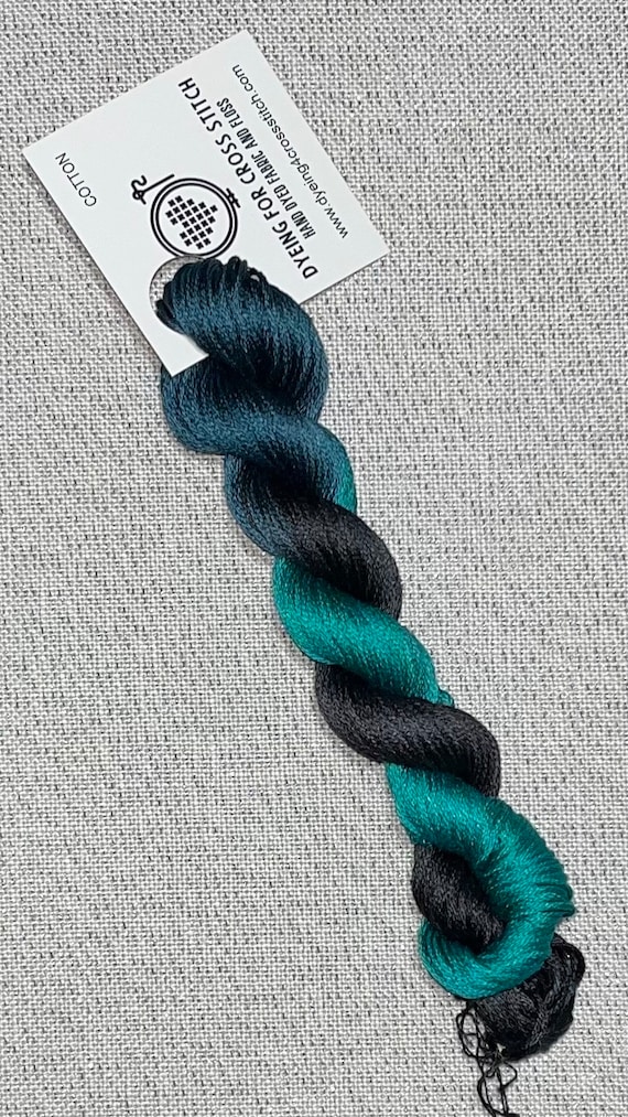 Hand dyed DMC floss - variegated embroidery thread for cross stitch - Raven's Wing