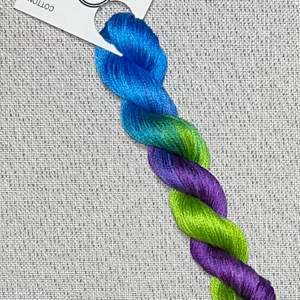 Hand dyed DMC floss - variegated embroidery thread for cross stitch - Peacock Train