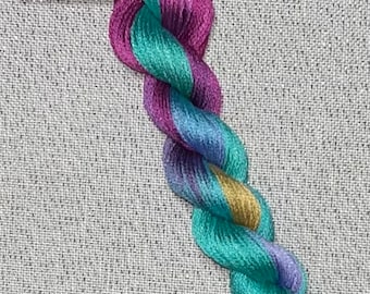 Hand dyed DMC floss - variegated embroidery thread for cross stitch - Aloha