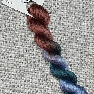 Hand dyed DMC floss - variegated embroidery thread for cross stitch -   Russell