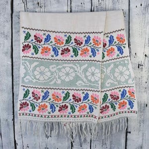 Toalla ucraniana vintage bordada, decoración de pared estilo boho tejida a mano (98,4" x 17,3") imagen 3