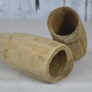 Primitives Holzvasen-Set / Bauernhaus-Holzvasen / Geschnitzte Holzpflanzer / Rustikales Hohlholz-Dekor / Natürliches Wohndekor