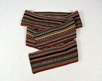 Vintage Ukrainian Woven Belt / Embroidered Folk Costume Sash
