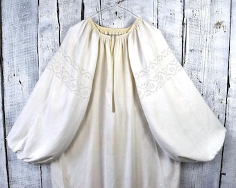 Vintage Ukrainian Embroidered Blouse / Handmade Vyshyvanka / Boho Dress