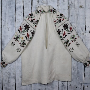 Vintage Embroidered Blouse / Traditional Ukrainian Blouse / Woven Embroidery Shirt / Vintage Vyshyvanka Dress / Antique Boho Blouse