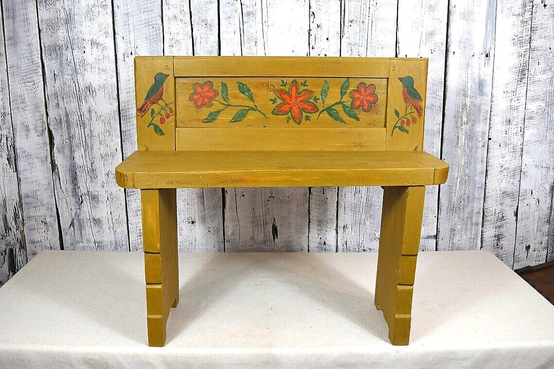 Vintage Wooden Bench / Small Entryway Bench / Rustic Farmhouse Seat ...