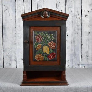 Antique Wooden Tabletop Cabinet / Small Kitchen Cabinet / Rustic Storage Cabinet / Vintage Organizer Box / Farmhouse Décor