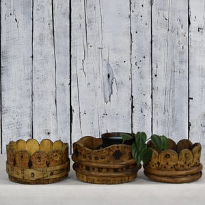 Rustikaler Holzpflanztobst / Obstschale / Schale geschnitzt / Vintage Mid-Century Holzplatte / Küchendeko
