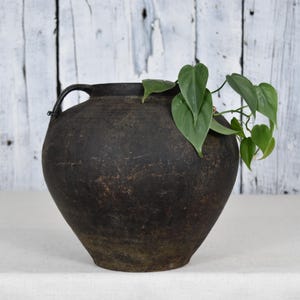 Vintage Clay Pot / Pottery Vase / Handmade Ceramic Vessel / Stoneware Jug / Rustic Ceramic Planter / Flower Bowl / Wabi Sabi Decor