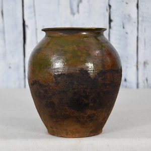 Vintage Clay Pot / Pottery Vase / Handmade Ceramic Vessel / Stoneware Jug / Rustic Ceramic Planter / Flower Bowl / Wabi Sabi Decor
