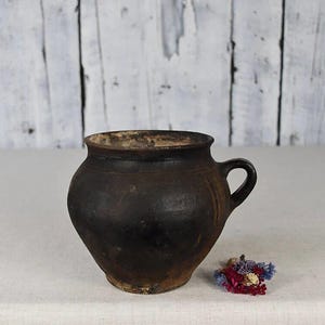 Vintage Clay Pot / Pottery Vase / Handmade Ceramic Vessel / Stoneware Jug / Rustic Ceramic Planter / Flower Bowl / Wabi Sabi Decor