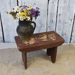 Tabouret en bois vintage/banc en bois rustique/petite table d'appoint en bois de ferme/banc en bois antique décoration intérieure extérieure