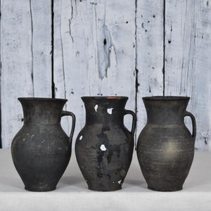 Vintage Clay Pot / Pottery Vase / Handmade Ceramic Vessel / Stoneware Jug / Rustic Ceramic Planter / Flower Bowl / Wabi Sabi Decor