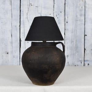 Antique Clay Pot Lamp / Vintage Ceramic Table Lamp / Boho Bedside Lamp / Handmade Art Deco Lamp / Unique Ceramic Vase Night Light