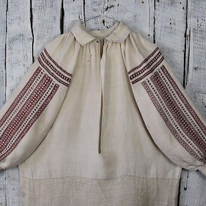 Vintage Embroidered Blouse / Traditional Ukrainian Blouse / Woven Embroidery Shirt / Vintage Vyshyvanka Dress / Antique Boho Blouse