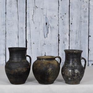 Vintage Clay Pot / Pottery Vase / Handmade Ceramic Vessel / Stoneware Jug / Rustic Ceramic Planter / Flower Bowl / Wabi Sabi Decor