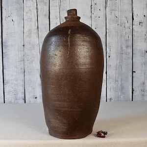 Vintage Clay Pot / Clay Barrel / Rustic Ceramic Vase / Handmade Pottery Jug / Antique Ceramic Bowl / Ceramic Vessel  / Farmhouse Decor