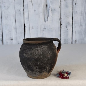 Vintage Clay Pot / Pottery Vase / Handmade Ceramic Vessel / Stoneware Jug / Rustic Ceramic Planter / Flower Bowl / Wabi Sabi Decor