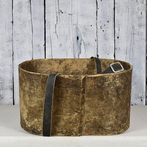 ヴィンテージ木製ボウル / プリミティブバケツ / アンティーク木製容器 / プリミティブ収納ボウル / 素朴な農家風装飾 / 侘び寂びコテージアクセント