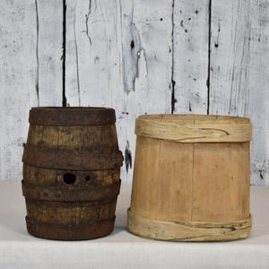Vintage Wooden Barrel / Rustic Farmhouse Decor / Cottagecore Storage