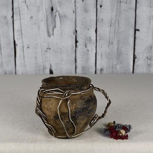 Vintage Clay Pot / Pottery Vase / Handmade Ceramic Vessel / Stoneware Jug / Rustic Ceramic Planter / Flower Bowl / Wabi Sabi Decor