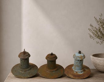 Antique Metal Lampshade / Vintage Industrial Pendant Shade / Rustic Hanging Light