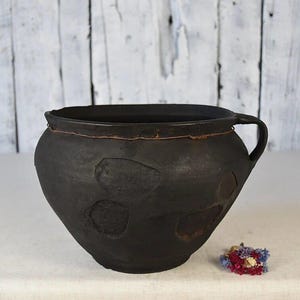Vintage Clay Pot / Pottery Vase / Handmade Ceramic Vessel / Stoneware Jug / Rustic Ceramic Planter / Flower Bowl / Wabi Sabi Decor