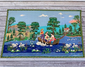 Vintage Embroidered Rug / Colorful Handmade Wall Hanging / Ukrainian Tapestry / Boho Needlepoint Carpet / Retro Wall Textile