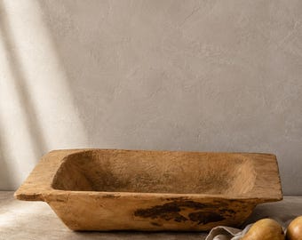 Antique Hand-Carved Wooden Dough Bowl / Rustic Farmhouse Centerpiece