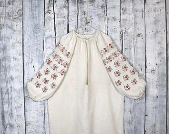 Ukrainian Vyshyvanka Blouse / Handmade Embroidered Boho Folk Shirt