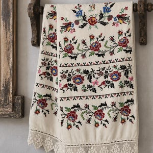 Toalla ucraniana vintage bordada, tejida a mano Rushnyk, decoración bohemia (310 x 44 cm)